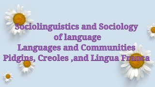 Sociolinguistics and the sociology of language  pidgins and creoles [upl. by Roos44]