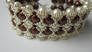 Beaded Bracelet with 8mm and 6mm Glass Pearl  Бисерный Браслет из 8мм и 6мм жемчуга [upl. by Sanburn]