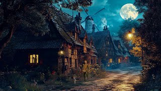 Night Medieval Village Ambience  Medieval Village Sound at Night for Sleeping Relaxation Studying [upl. by Anilehs]