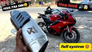 Akrapovic M1 exhaust for R15MV4  sound  check🤯  unboxing  price  full system🥵 [upl. by Acinor]