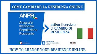 Come Cambiare La Residenza Online sul sito Anagrafe ANPR  English tutorial [upl. by Saretta]