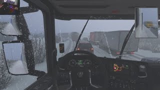 ETS2 143  frosty winter weather mod v90 gameplay  Euro truck simulator 2 steering wheel cam [upl. by Nananne531]