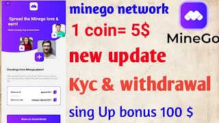 minego network New update today  minego network Kyc amp withdrawal  minego network listing Date [upl. by Rosie]