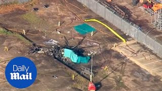 Aerial footage reveals helicopter crash scene in Leicester [upl. by Tnomal]