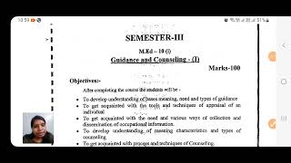 Guidance and counseling Syllabus of Med 3rd semester Paper 2  Master of Education 3rd semester [upl. by Mame]