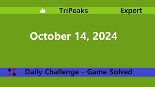 Microsoft Solitaire Collection  TriPeaks Expert  October 14 2024  Daily Challenges [upl. by Norean]