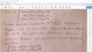 16 Gauss Seidel Metodu Sayısal Analiz dersi [upl. by Eki388]