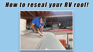 How to Seal RV Roof RV technician explains how to seal seams amp moldings with roof sealant [upl. by Ylam747]