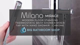 Milano Mirage  Modern Floor Standing Bath Shower Mixer Tap with Hand Shower  Big Bathroom Shop [upl. by Anilecram]