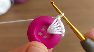 Beautiful Crochet Knitting with Button 🎉 Surprise Örgü Modeli [upl. by Dnob912]