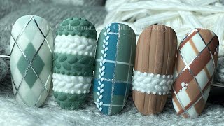 Tartan Nail ArtPlaid Nail ArtSweater Nail ArtChristmas Nail ArtMadam Glam ❄️Pudding Gel [upl. by Adeuga743]