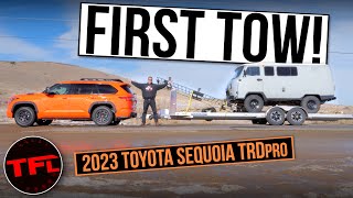 The New 2023 Toyota Sequoia TRD Pro Is Surprisingly Good at Towing Heres Why [upl. by Ardnnek342]