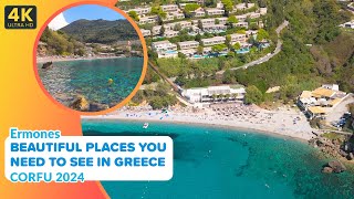 Corfu Greece Essential Beaches 2024  Ermones  4K  Drone amp Ground Views [upl. by Shabbir]