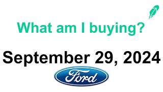 September 29 What stocks am I buying this week in Robinhood  100 Shares of Ford [upl. by Milon548]