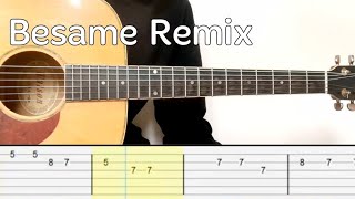 Bhavi  Besame Remix Easy Guitar Tutorial Tabs [upl. by Kcirredal942]