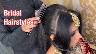 Wedding hairstyles for bridal  less time mai kaise karen bridal hairstyles [upl. by Hpesoj]