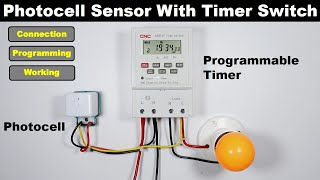 Photocell Connection with Digital Timer Switch  Digital Timer  Photocell the electrical guy [upl. by Fulbert276]