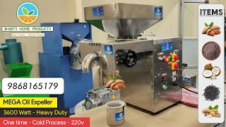 MEGA Oil Expeller v20 🔥🔥🔥 3600 Watt 220v  SS Cold Oil Press 📞 98681 65179 ✅ Input  2025 kgHr [upl. by Danella]