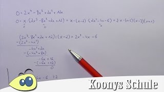 Nullstellen von fx  2x⁴  8x³  2x²  12x bestimmen ausklammern Polynomdivision und pqFormel [upl. by Carilla]