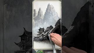 🔳Spray painting black and white temple art sprayart spraypaint temple chinese traditional [upl. by Drarrej]