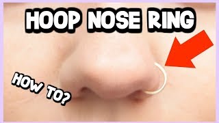 HOW TO PUT IN A HOOP NOSE RING  HELPFUL TRICK [upl. by Kenelm]