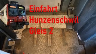 Einfahrt Hunzenschwil Gleis 2 ABt 836 amp B 193 [upl. by Enaek]