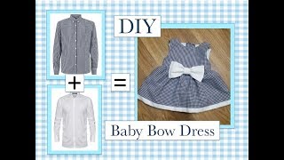 DIY Baby Bow Dress  Upcycle Old Shirt to Baby Dress [upl. by Adnaluy]