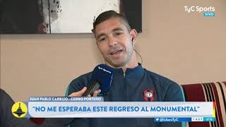 Juan Pablo Carrizo y su vuelta al Monumental quotVoy a respetar lo que decida el hincha de Riverquot [upl. by Llenaej]