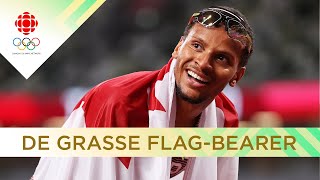 Canadian sprinter Andre De Grasse reacts to being named opening ceremony flagbearer  Paris 2024 [upl. by Oxley]