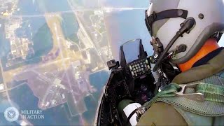 COCKPIT VIEW F 16 Fighter Jet in Action  AMAZING Plane Spotting Takeoff and Landing [upl. by Kolk907]