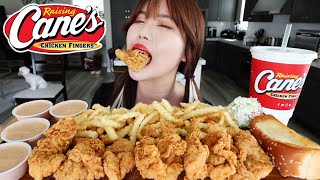 RAISING CANES MUKBANG 먹방 Fried Chicken Tenders amp Sauce Fries Texas Toast Coleslaw Sweet Tea [upl. by Osswald288]