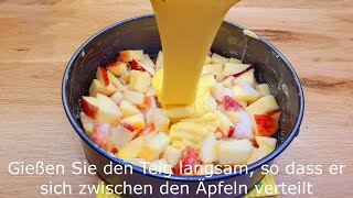 schnelles und einfaches Apfelkuchen Rezept 5 Minuten Arbeit und 25 Minuten Backen 139 [upl. by Neille]