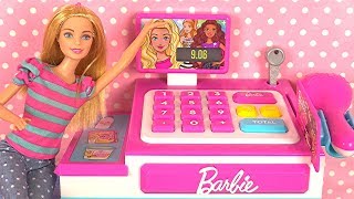 Barbie Caisse Enregistreuse  Histoires de Poupées  Jouets Surprises [upl. by Bartholomeo432]