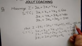 LPPSimplex Method With Mixed or Three Constraints in Hindi By JOLLY Coaching [upl. by Viviyan]