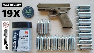 GLOCK 19X PERFECTION in177 BlowBack Co2 Review  Glock 19X BB Pistol Review [upl. by Greyso]