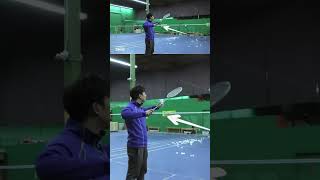 Forehand serve trickshot tutorial badminton badmintontechnique [upl. by Eartnoed]