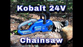 Kobalt 24 Volt Chainsaw Unboxing and use [upl. by Ennove]