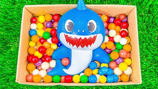 Satisfying Video  Rainbow Gum Balls Mixing in Box with Candy Lollipop amp Grid Slime Cutting ASMR [upl. by Neely]