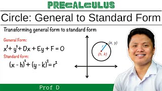 CIRCLE  TRANSFORMING GENERAL FORM TO STANDARD FORM  PROF D [upl. by Fuller270]