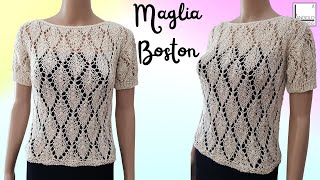 Maglia ai ferri quotBostonquot  PER TUTTE LE TAGLIE [upl. by Mccollum126]