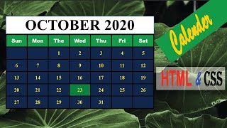 How to Create Calendar With html and css  HTML amp CSS TUTORIALS [upl. by Medardas]