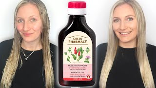 GREEN PHARMACY BURDOCK OIL WITH RED PEPPER REVIEW  OVERNIGHT OIL HAIR TREATMENT [upl. by Ellehsyt]