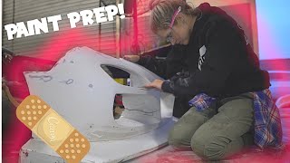 Fixing CRASHED RX7 FD Drift Car  Paint Prep  Body Work Fiberglass repair [upl. by Clough]