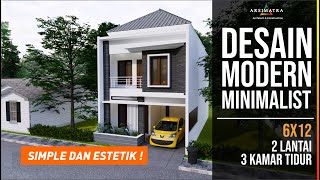 Simple Dan Estetik  Desain Rumah Modern Minimalis 2 Lantai di Lahan 6x12 [upl. by Laehcimaj934]