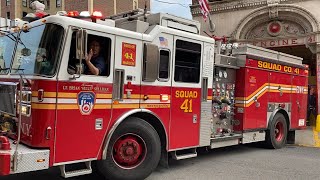 EXCLUSIVE CATCH OF FDNY SQUAD 41 USING RUMBLER SIREN FIRST VIDEO OF A RUMBLER SIREN ON A FIRETRUCK [upl. by Dulce]