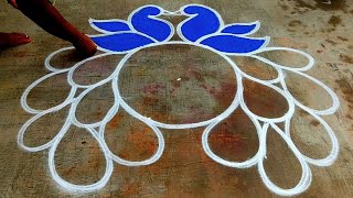 2024 New year rangoli designs🌹Peacock rangoli designs🌹margazhi color kolam easy🌹Super colour rangoli [upl. by Anitnas237]