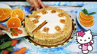 Морковный торт с апельсином и крем чизом Carrot cake with nuts [upl. by Saloma]