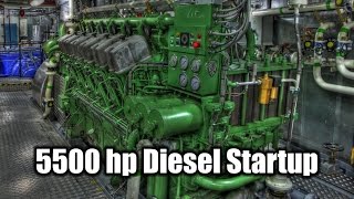 ABC Diesel Engine Startup Tugboat 5500 Horsepower [upl. by Derek]