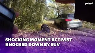 Woman run down while protesting fox hunt  Yahoo Australia [upl. by Nico]