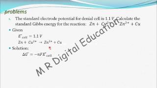 Problem1 on Gibbs Free Energy ampnernst equation Electrochemistry part 36 for CBSE class 12 JEE IIT [upl. by Ydroj]